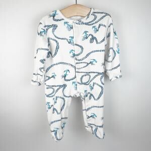 Rosie Pope Baby Snap Footed Romper‎ White Nautical Anchor Print Size 0-3 months